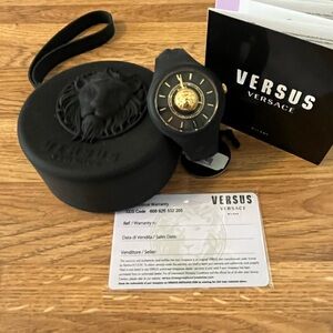 Versus Versace Black and Gold Medusa Watch pristine condition in case
